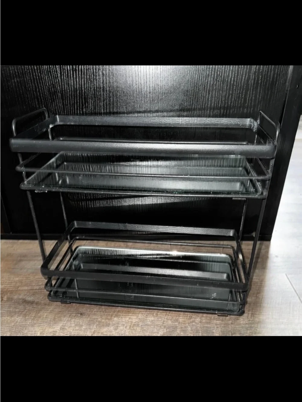 Slim Black Metal Bathroom Vanity Storage